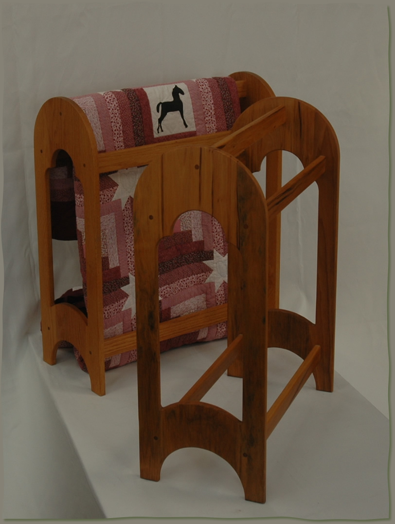 quiltstands made of oak and walnut